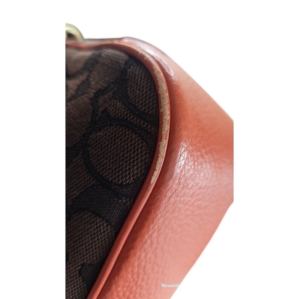 Coach Lonnie In Signature Jacquard Women's Brown Orange Monogram C8306 - Picture 11 of 14